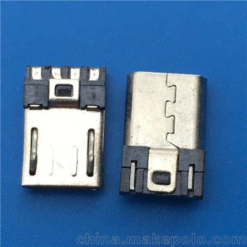 MICRO USB 焊線式公頭L=10.5 前五后四 不短路5P 黑膠圖片