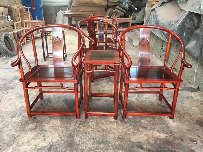 老撾大紅酸枝（交趾黃檀）素圈椅，仙作家具，明清家具，古典家具圖片