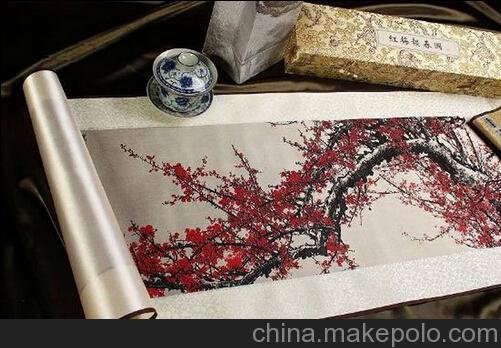 織錦畫-紅梅報春圖圖片