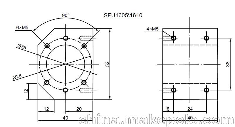 滚珠丝杆螺母座\sfu1605\sfu1610\滚珠螺母套\丝母安装座