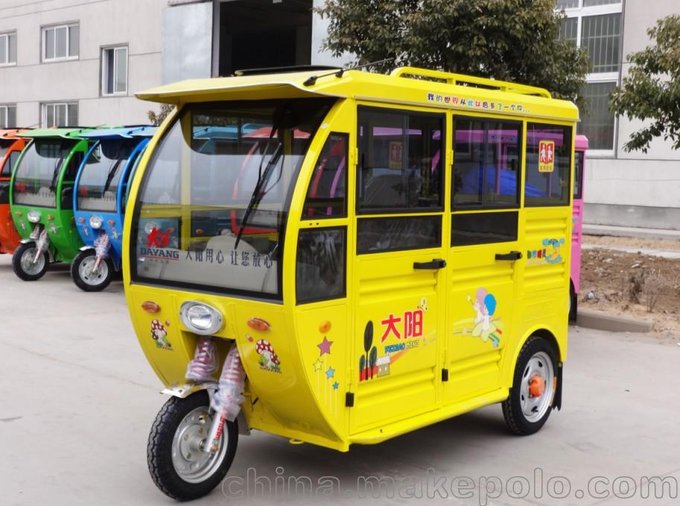 廣西 供應大陽(yáng)全封閉客運三輪電動(dòng)車(chē) mini檸檬黃 大陽(yáng)電動(dòng)三輪車(chē)圖片