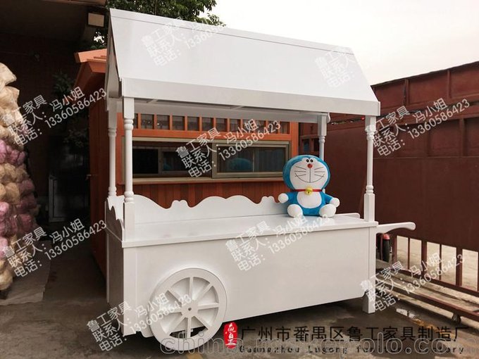 商業(yè)街冰激凌車(chē)移動(dòng)木屋花車(chē)小吃車(chē)奶茶推車(chē)圖片