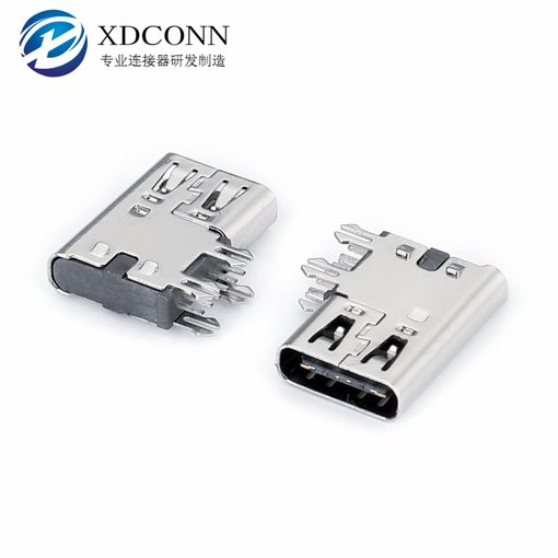 TYPE-C母座 6P側(cè)插90度 側(cè)立式 DIPL=13.5mm圖片
