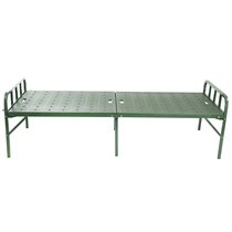 户外单人钢塑两折床 野营餐桌指挥折叠床 军绿色吹塑折叠床