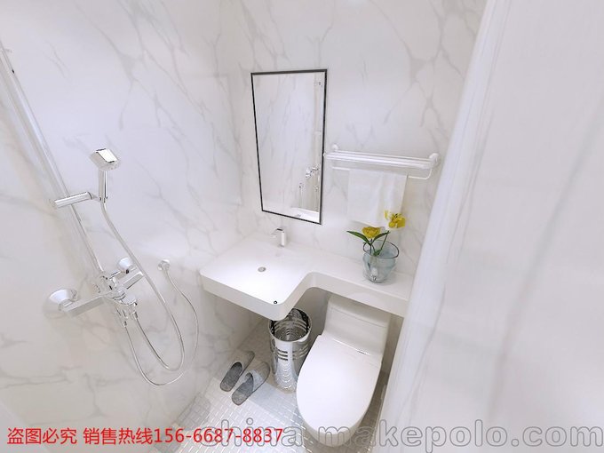 一體成型整體衛(wèi)生間，酒店整體衛(wèi)浴淋浴房圖片
