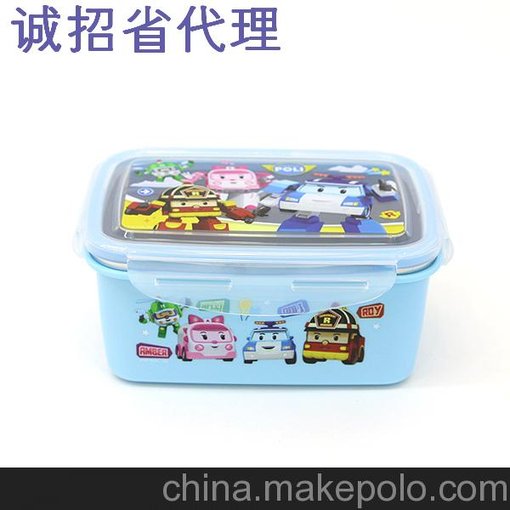 韓國進口 防燙保溫兒童卡通餐盒 飯盒 不銹鋼方形密封容器圖片