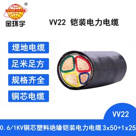 金环宇电缆 vv22电线电缆VV22-3X50+1X25铠装电力电缆
