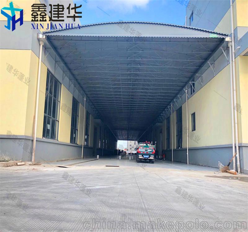 烟台牟平落地伸缩电动雨棚,推拉棚大型仓库的做法