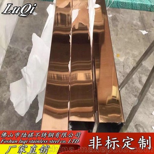 拉絲黑色鈦金不銹鋼方管 黑鈦金不銹鋼圓管 鏡面黃金色不銹鋼圖片
