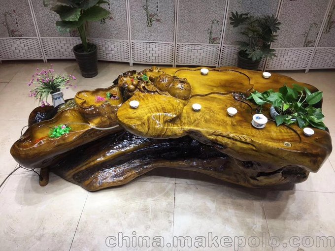 金絲楠木流水桌，根雕茶幾功夫茶桌茶臺(tái)茶海茶道，漢武木業(yè)圖片