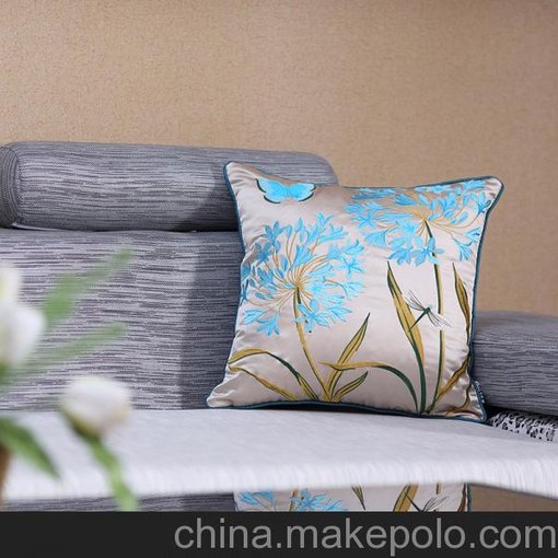 中式絲綢刺繡沙發(fā)靠墊套圖片圖片