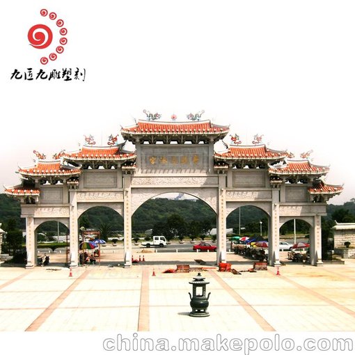 供應(yīng)各種石牌坊 三門牌坊 單門牌坊 村頭牌樓 廟宇山門圖片