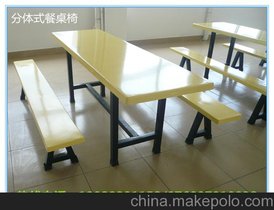 深圳学校食堂餐桌椅　玻璃钢餐桌椅生产厂家　时尚连体餐桌椅批发