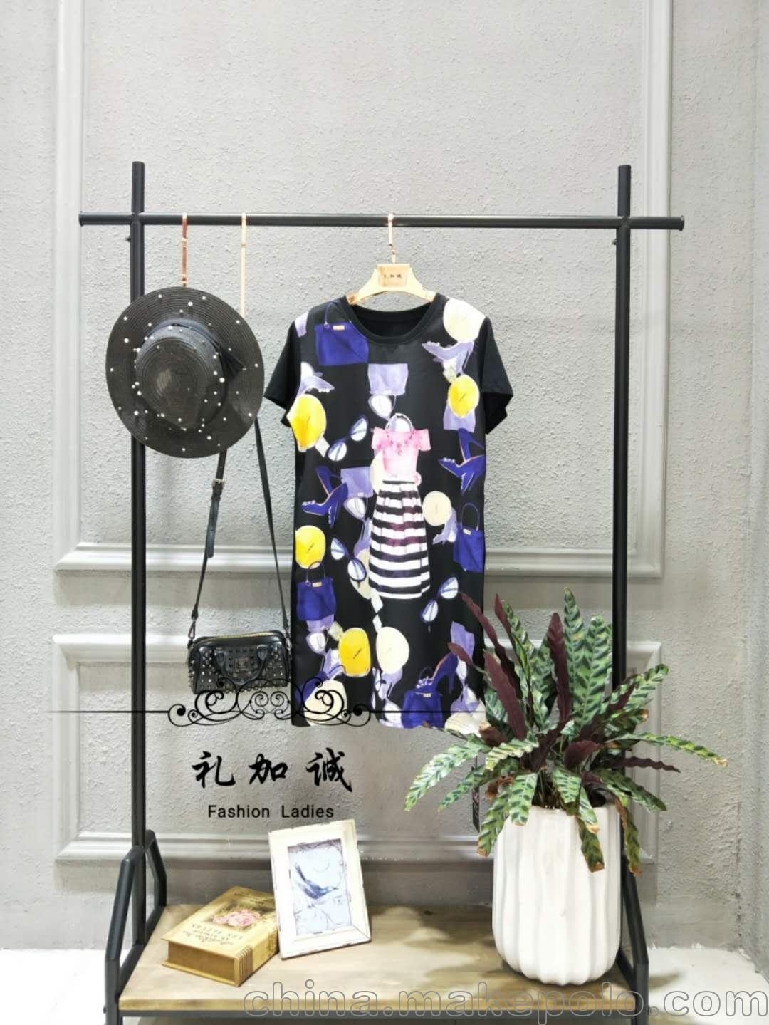 莎莎純棉長款T恤寧波品牌女裝折扣批發市場拿貨