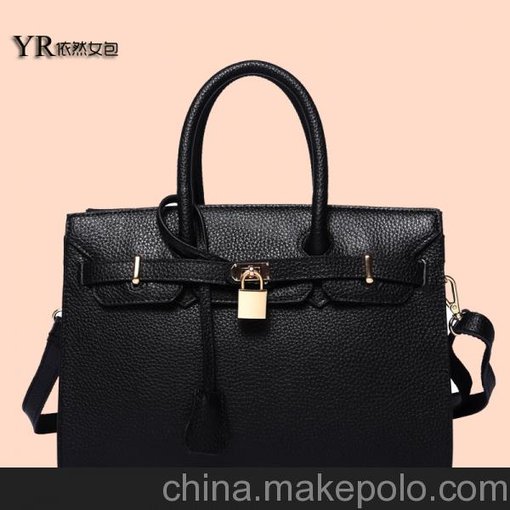 品牌外貿(mào)女包歐美荔枝紋真皮牛二層皮鉑金包圖片