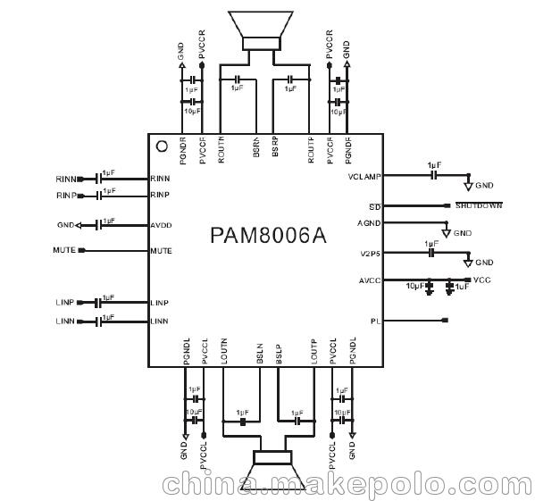 供应pam8006a—15w立体声d类音频放大器一级代理原装正品