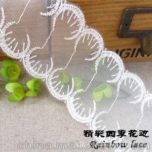 廠家低價(jià)促銷適用于頭飾的6CM定型紗滌綸刺繡花邊現(xiàn)貨圖片