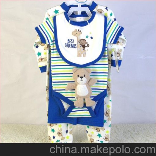 江蘇宿遷徐州連云港嬰兒外貿(mào)服裝服飾寶寶哈衣爬服套裝批發(fā)圖片