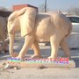 供应石雕大象一对 晚霞红小象 门口纳福摆件 精品象雕塑