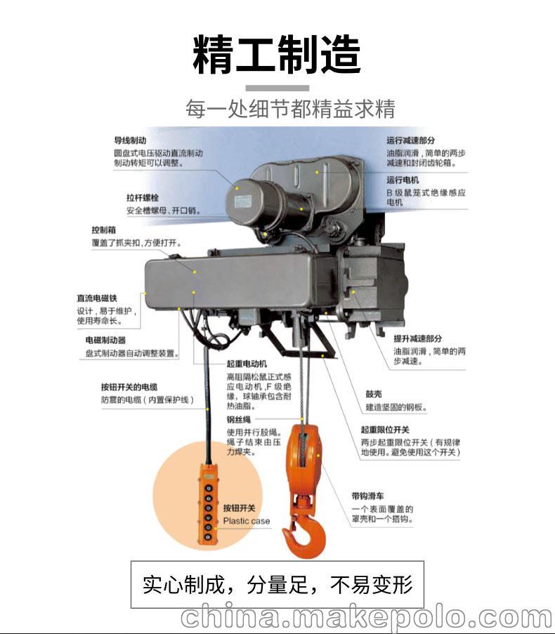 欧式电动葫芦直销 工业起重葫芦欧式大吨位起重机葫芦小车厂家