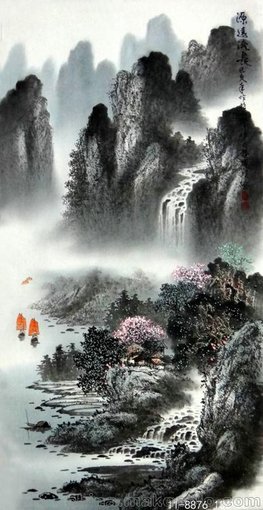 玄關(guān)裝飾掛畫手繪國(guó)畫曾耀明四尺豎11-8876~11-8881圖片