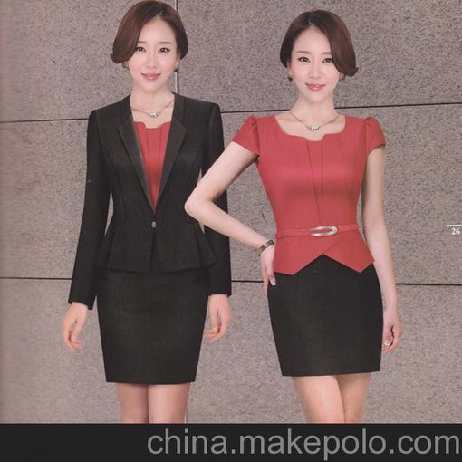 秋季高端女裝職業(yè)裝套裙2015新款廠(chǎng)家設計廠(chǎng)家定做職業(yè)套裙圖片