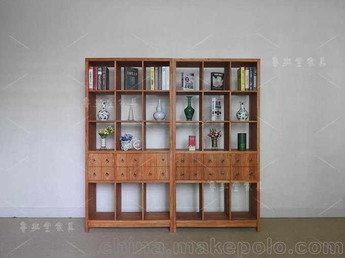 新中式老榆木書架組合，書柜茶葉柜禪意家具柜素展示柜博古架圖片