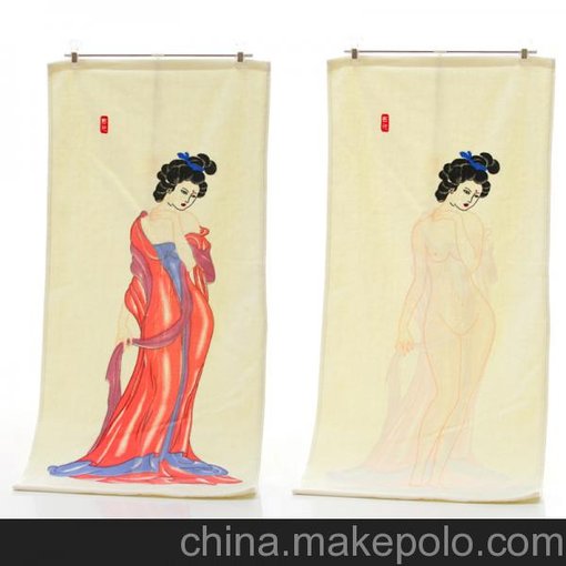 純棉美女遇熱脫衣服感溫毛巾奇葩變色毛巾圖片