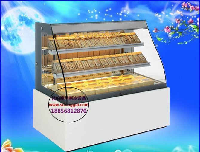 金華茶餐廳咖啡吧蛋糕柜 弧形前敞開三明治柜 蛋糕房冷藏展示柜圖片