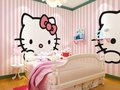 长沙大型无缝壁画生产厂家 线下实体店代理 HELLOKITTY卡通墙纸