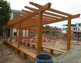 厂家指导混凝土水泥仿木葡萄架的制作方法_仿木长廊施工安装步骤