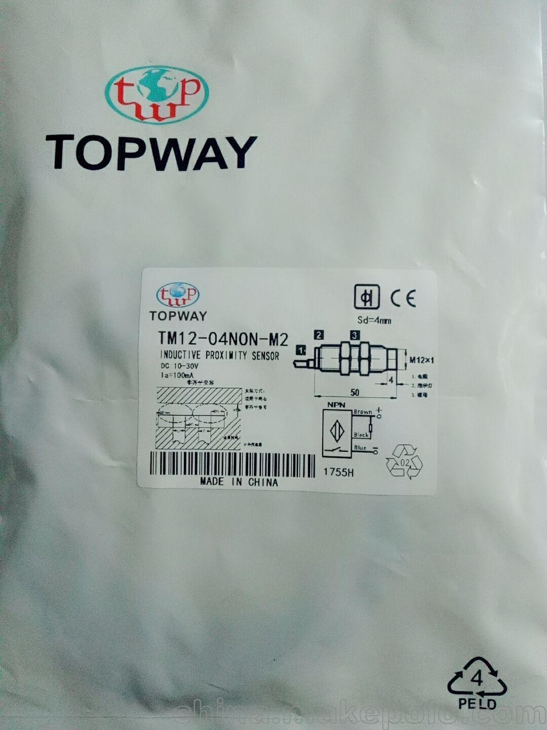 廠家香港TOPWAY傳感器電感圓柱形接近開關TM12-04NON-M2