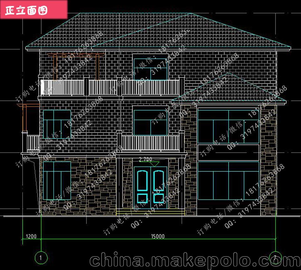 15x12米农村田园欧式住宅施工小洋楼设计图片别墅设计图