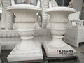 漢白玉花盆 歐式花缽 黃銹石花盆 石雕花缽雕刻