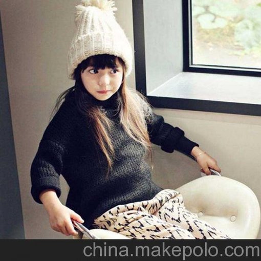 童裝毛織2015冬季新品歐美 童裝純色兒童開叉針織T恤圖片