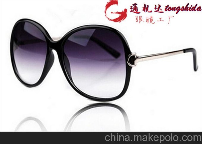 批發(fā)太陽(yáng)鏡個(gè)性大框蛤蟆鏡 金屬框架 女款漸變色太陽(yáng)鏡加工圖片